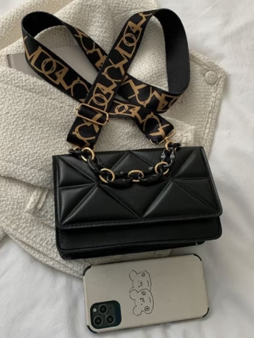 Black crossbody Faux leather bag